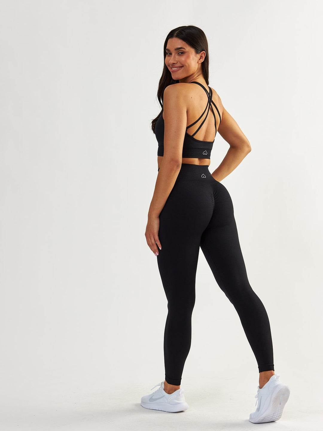 Schwarze Scrunch Leggings - Gym Queen