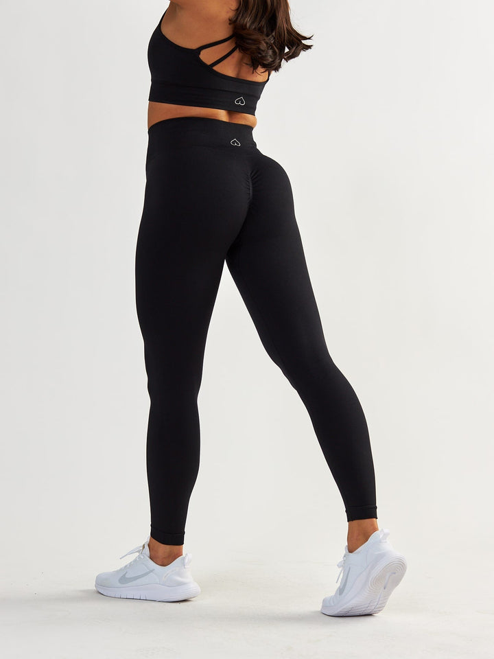 Schwarze Scrunch Leggings - Gym Queen