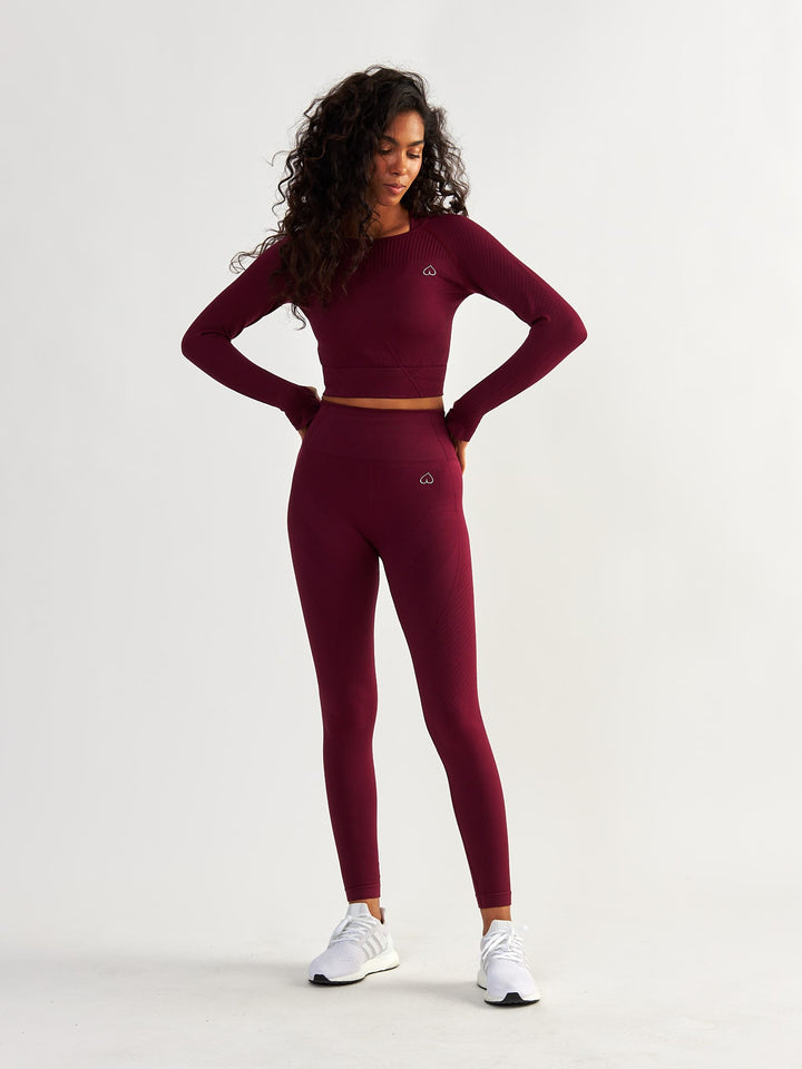 Weinrote Nahtlose Leggings - Femme Force