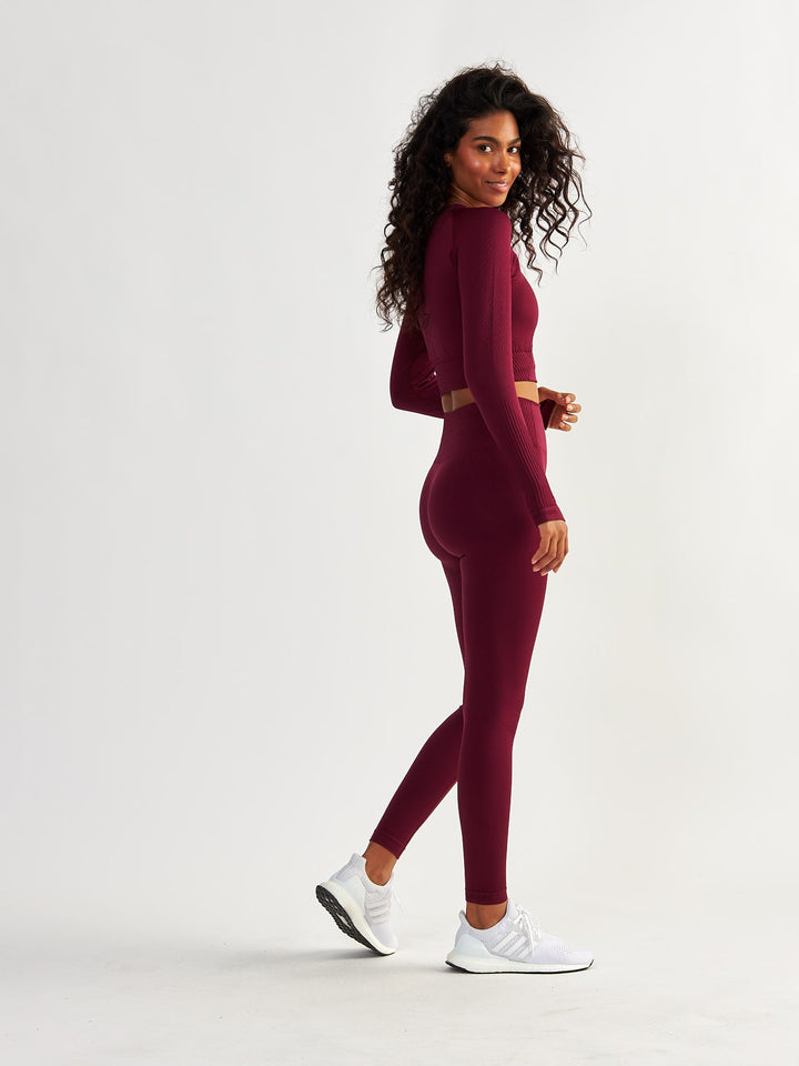 Weinrote Nahtlose Leggings - Femme Force