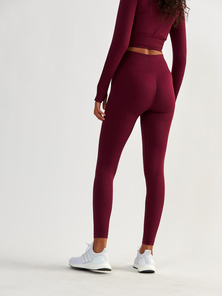 Weinrote Nahtlose Leggings - Femme Force