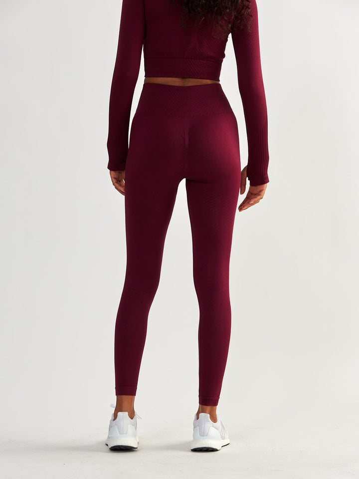 Weinrote Nahtlose Leggings - Femme Force