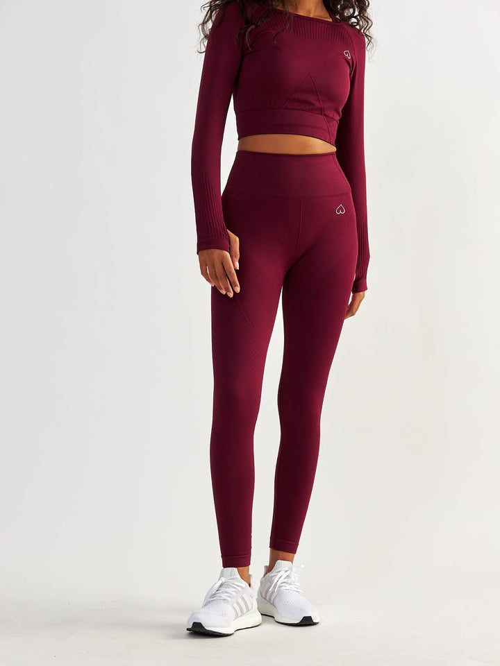 Weinrote Nahtlose Leggings - Femme Force