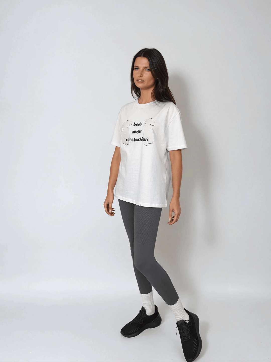 Biały T-shirt Damski - Body Under Construction