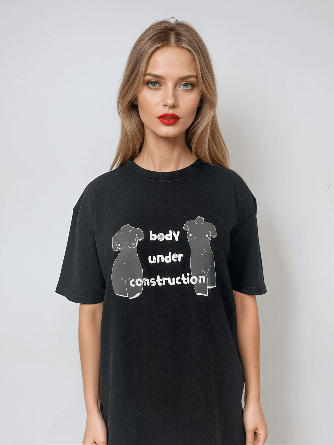 Czarny T-shirt Damski Retro - Body Under Construction