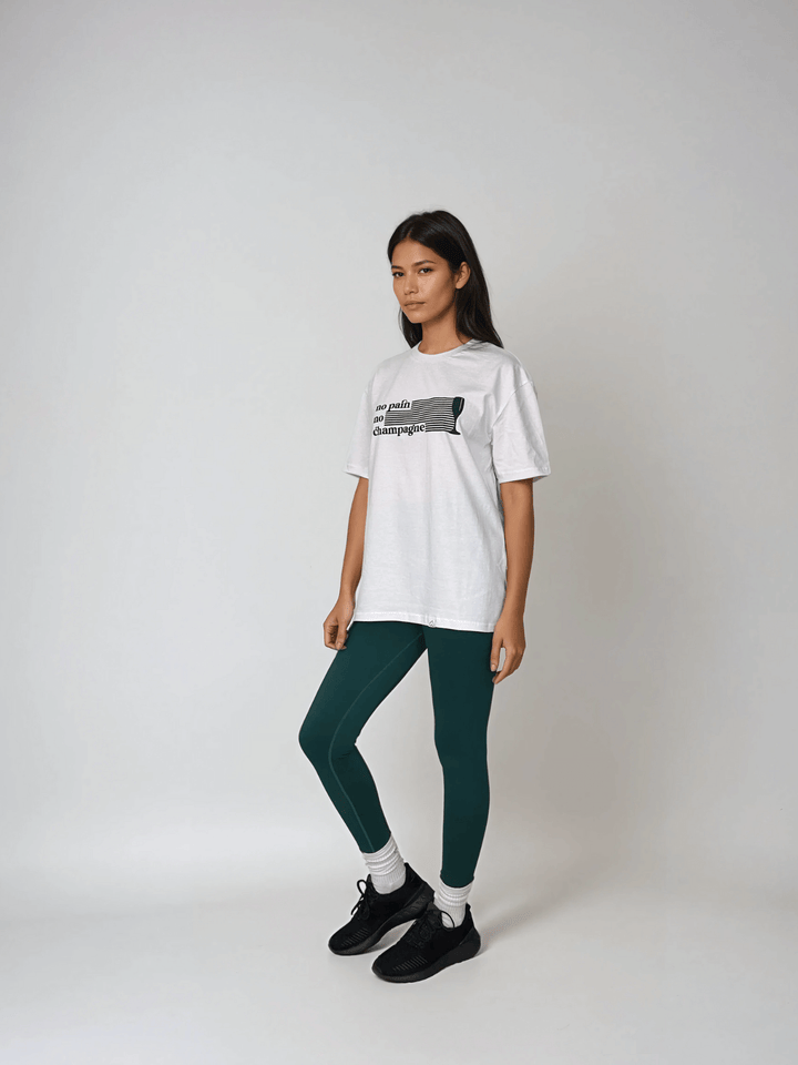 Biały T-shirt Damski - No Pain No Champagne