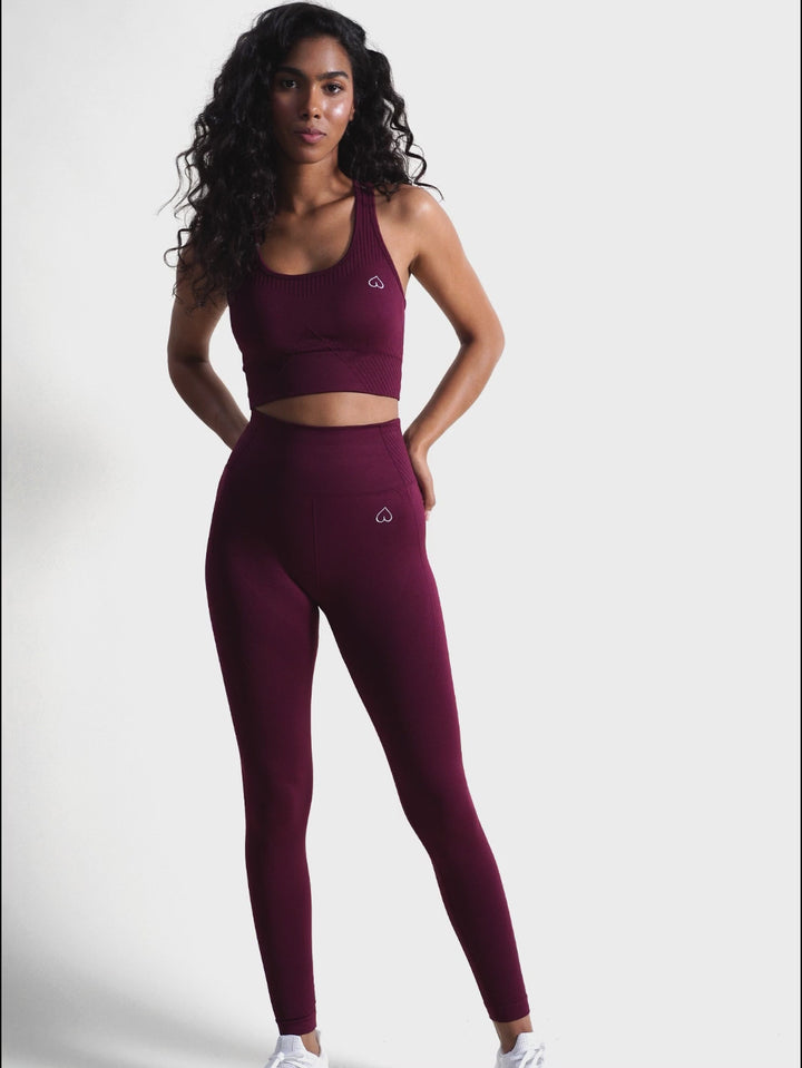 Weinrote Nahtlose Leggings - Femme Force